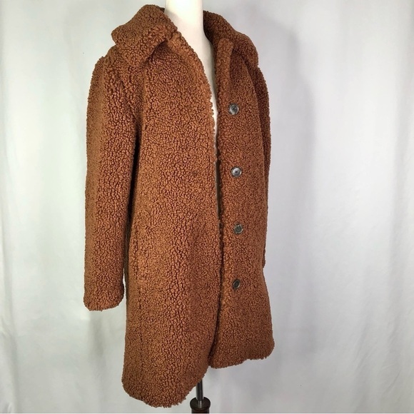 J. Crew long teddy coat faux fur sherpa persian lamb brown MP - Picture 9 of 12